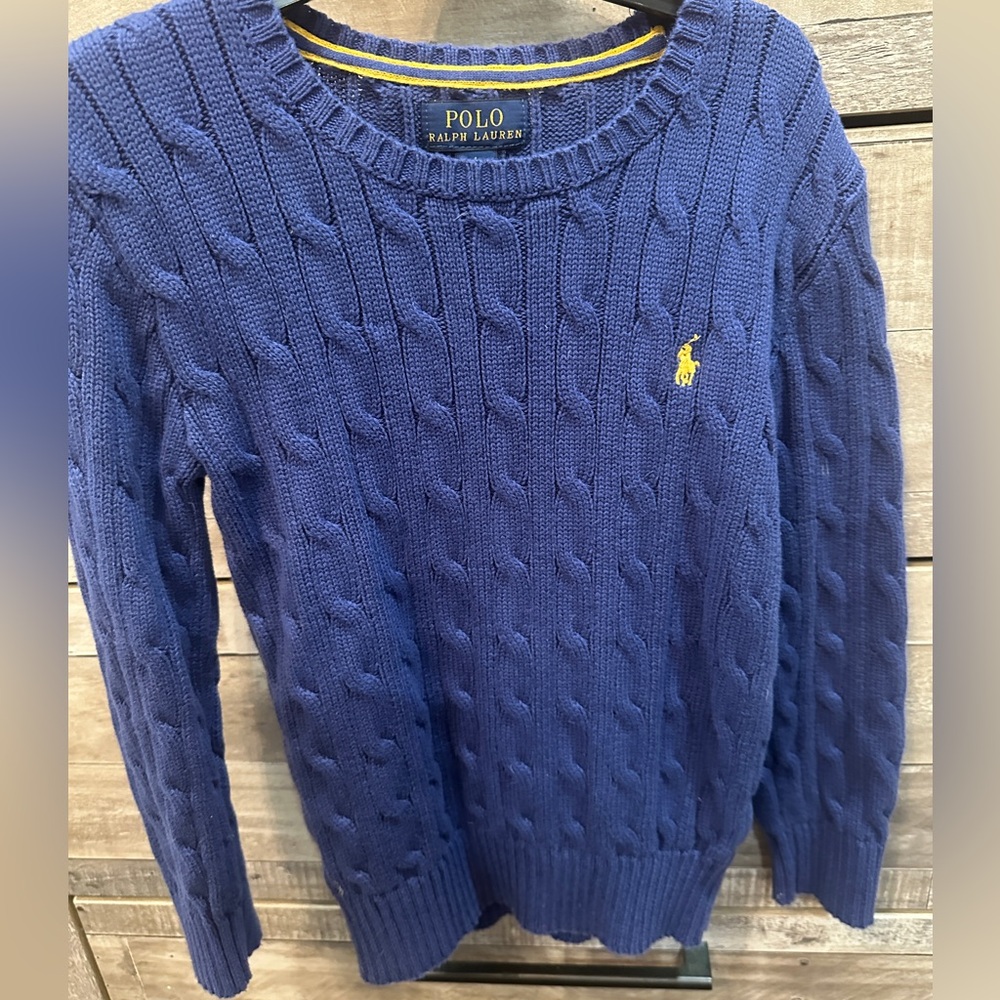 Polo by Ralph Lauren boys Blue Cable Knit Sweater